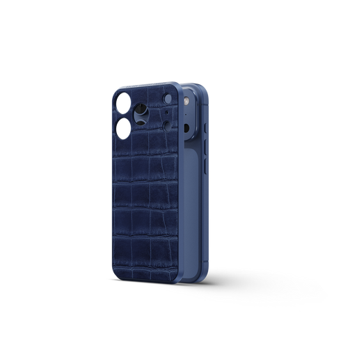 iPhone Case 17 / Magnetic Shield - Croco Embossed - Midnight Blue