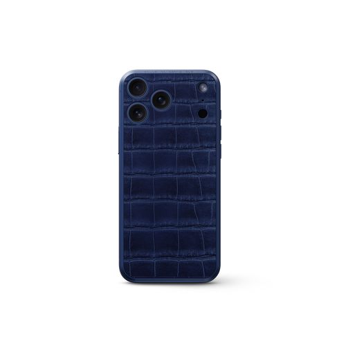 iPhone Case 17 / Magnetic Shield - Croco Embossed - Midnight Blue
