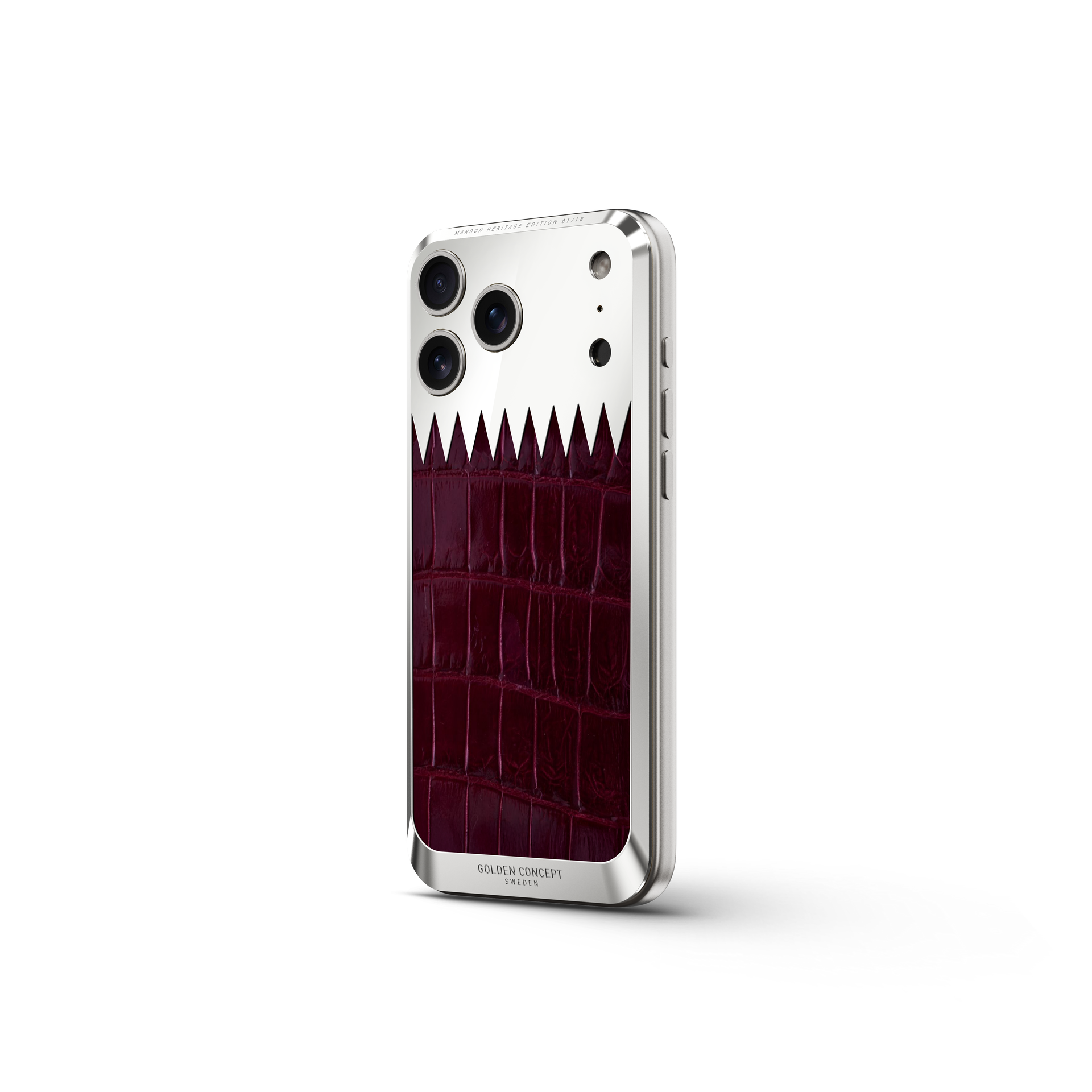 GOLDEN CONCEPT iPhone17AIRケース ボルドー クロコ型押 Maroon Heritage Alligator Backplate for iPhone 17 | GOLDEN CONCEPT™