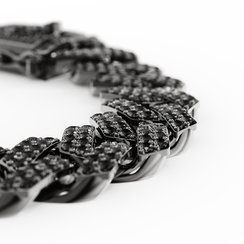 Necklace - Cuban Iced - Black