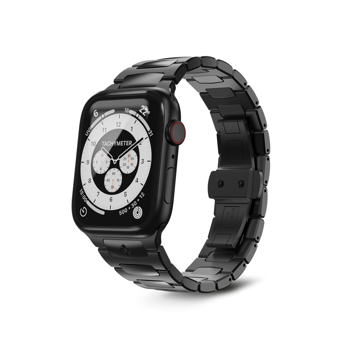 【GOLDEN CONCEPT】Apple Watch ブレスレット スチール ブラック Royal Apple Watch Strap in Black: Click-to-Resize | GOLDEN