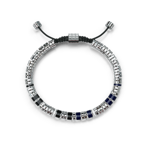 Bracelet / EV - Silver - Blue & Black