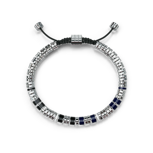 Bracelet / EV - Silver - Blue & Black