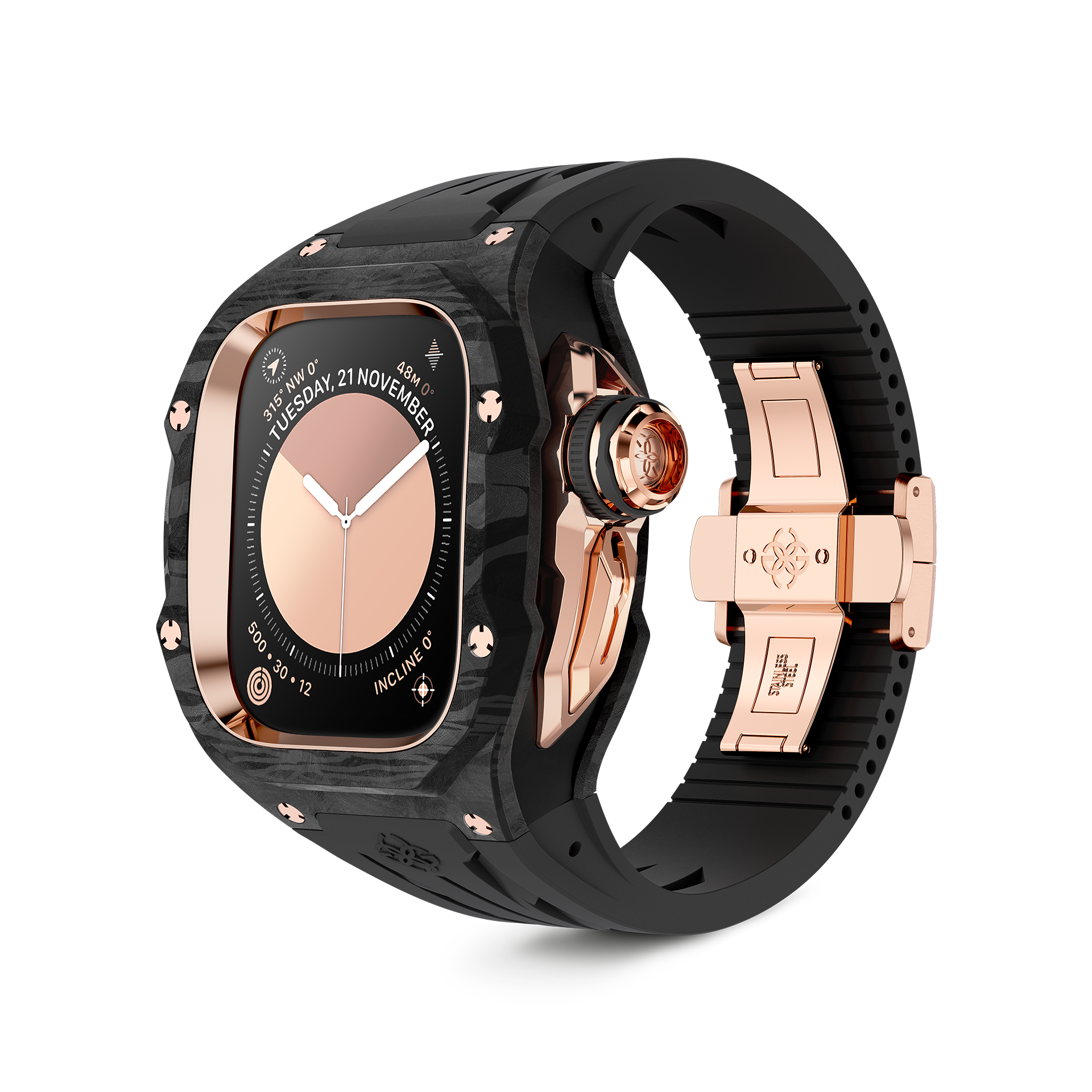 アクセサリー GOLDEN CONCEPT RSC49 ROSE GOLD CARBON Racing Sport Carbon Case for Apple Watch Ultra 1 & 2
