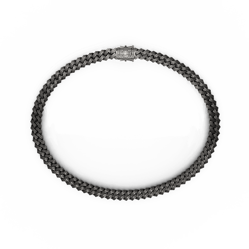 Necklace - Cuban Iced - Black