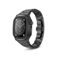 Apple Watch 45 mm in jet black plated Golden Concept watch case with premium 316L stainless steel and scratch-resistant surface.