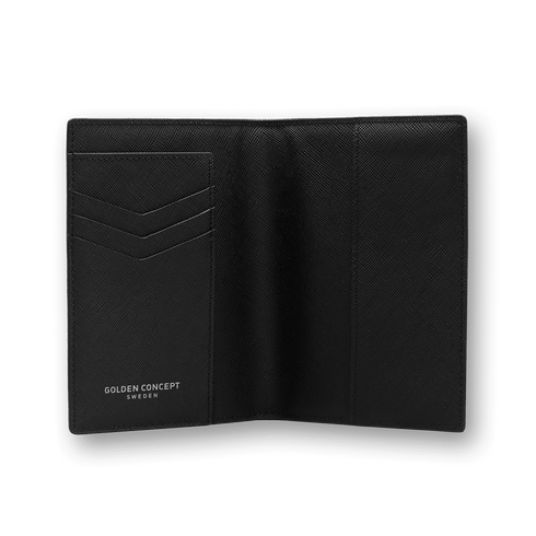 Saffiano And Leather Passport Holder In Black