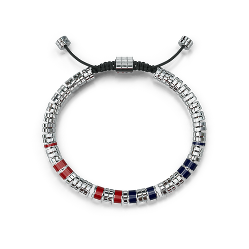 Bracelet / EV - Silver - Red & Blue